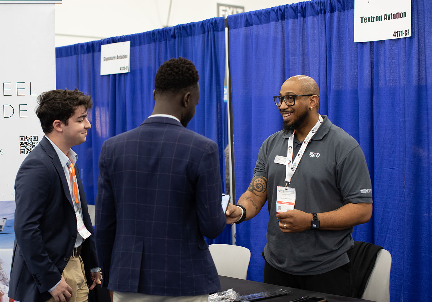 Members of the military getting a Textron Aviation factory tour.