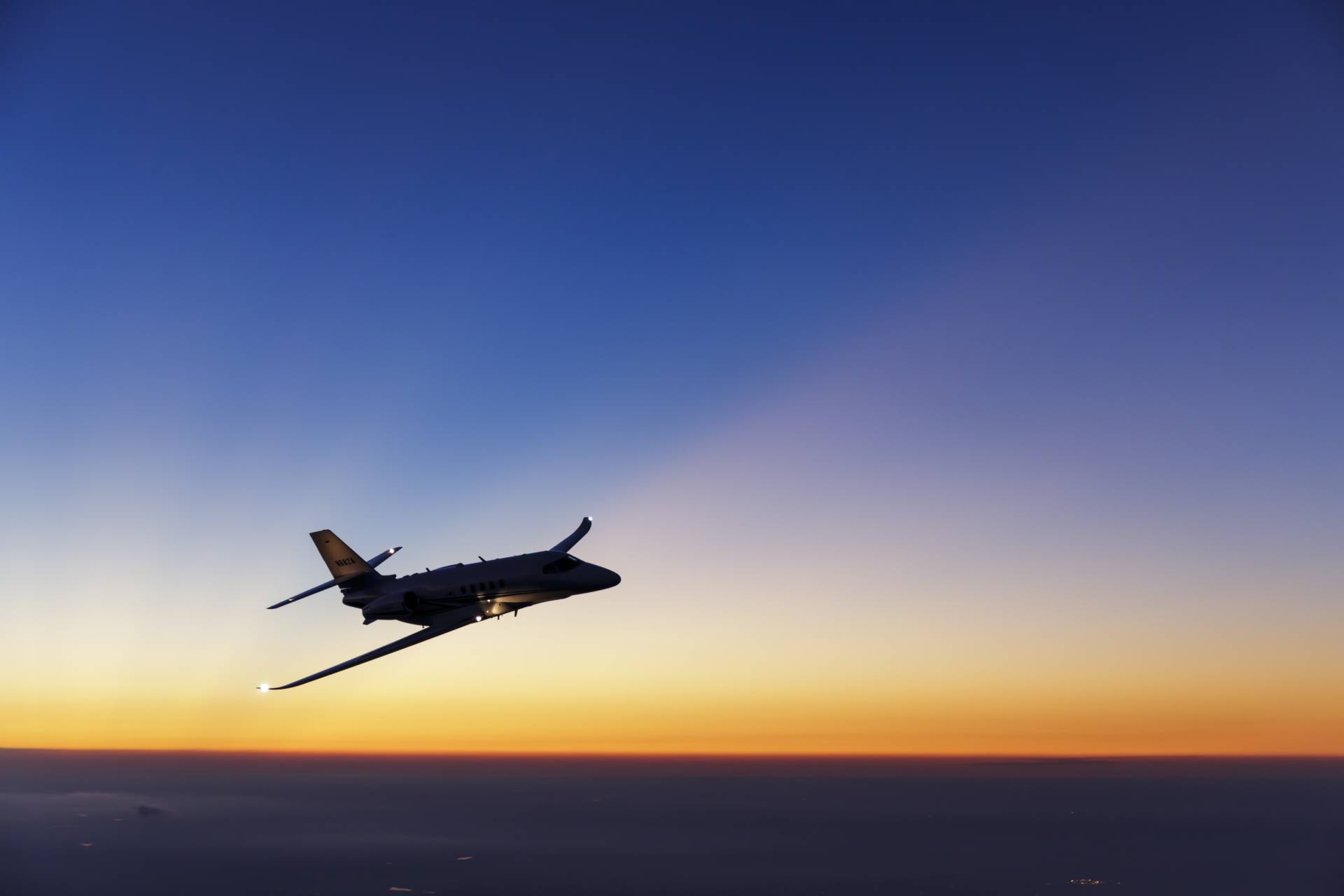 Cessna Citation at sunset