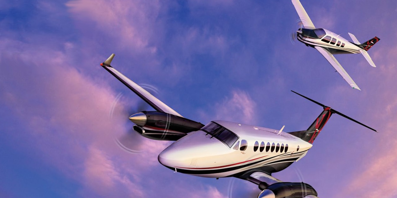 Beechcraft King Air and Bonanza in flight